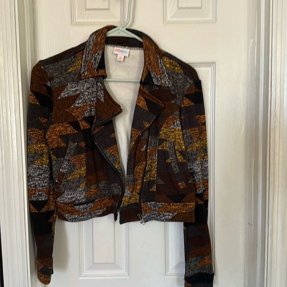 LuLaRoe Presley Moto Jacket Aztec X-Small